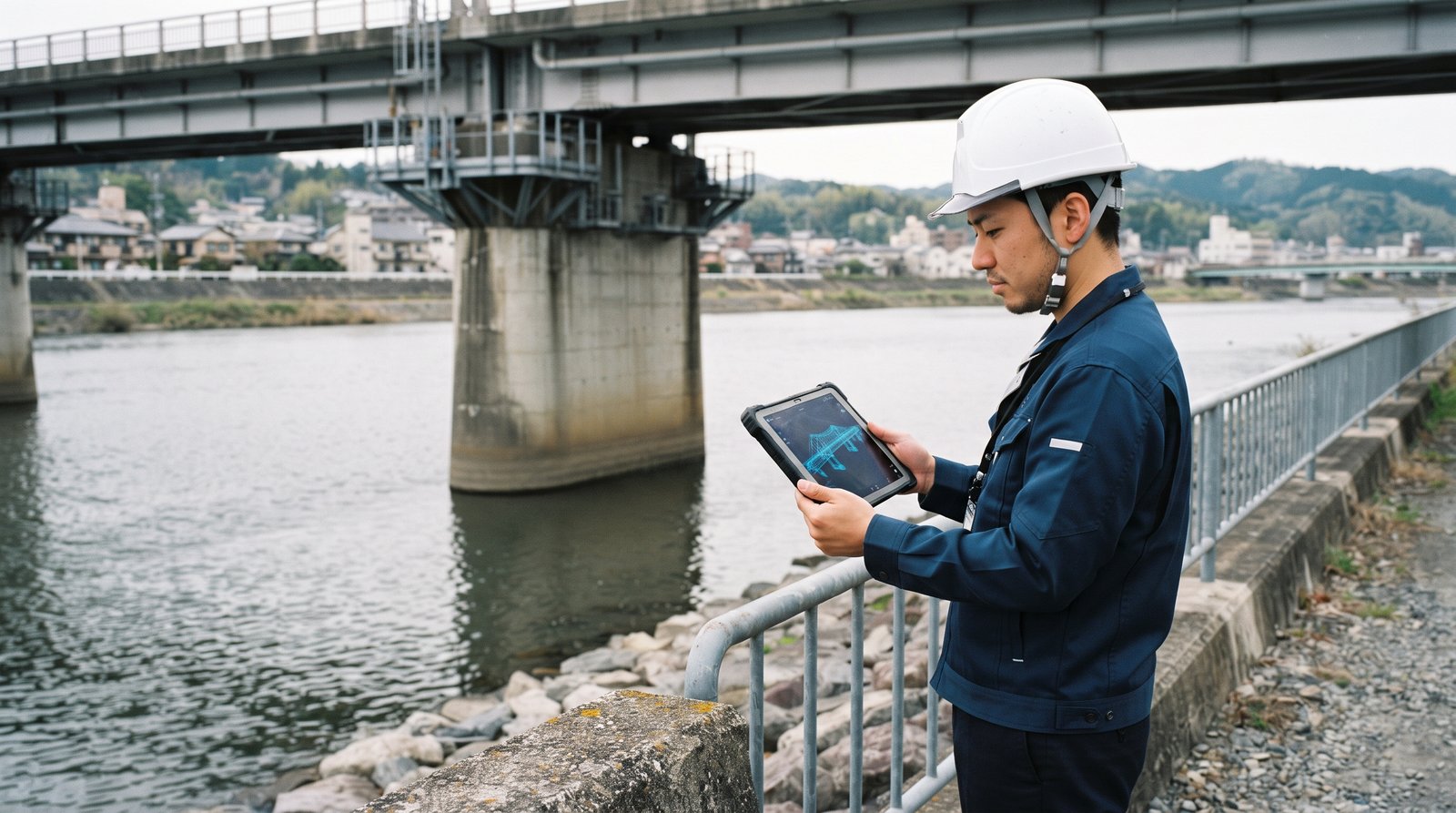 3D都市モデルの詳細度LODの概念を検討する様子。建物データをコンピューターで解析するイメージ。